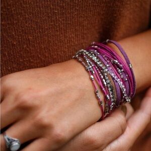 NWT Serefina Glistening Strands Double Duty Wrap Necklace/Bracelet in Violet